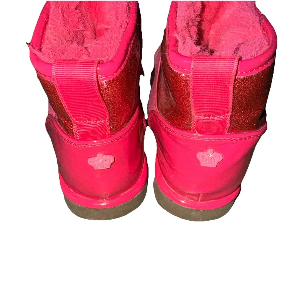 Juicy Couture Citrus Heights Boot Faux Fur Hot Pink Glitter Barbiecore Girls 13